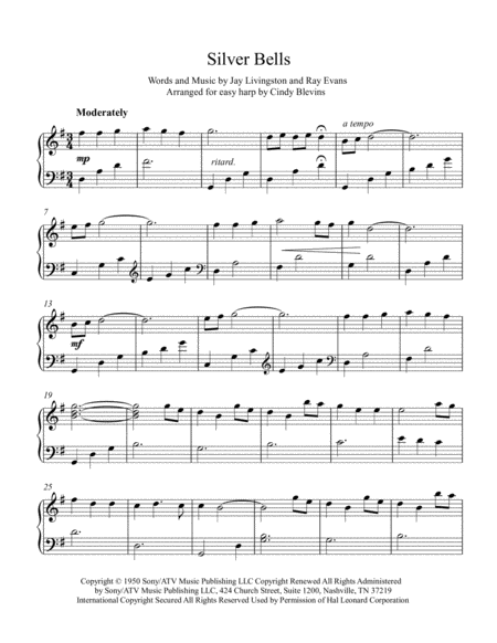 Silver Bells Arranged For Easy Harp Page 2