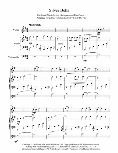 Silver Bells Arranged For Piano Violin And Optional Cello Page 2