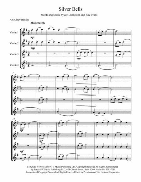 Silver Bells For Violin Quartet Page 2