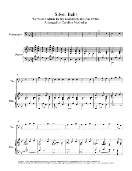 Silver Bells Intermediate Cello Solo With Piano Accompaniment Page 2