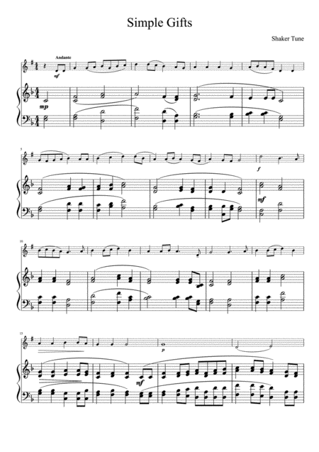 Simple Gifts Clarinet And Piano Page 2