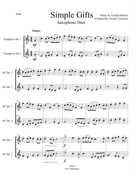 Simple Gifts For Two Trumpets Page 2