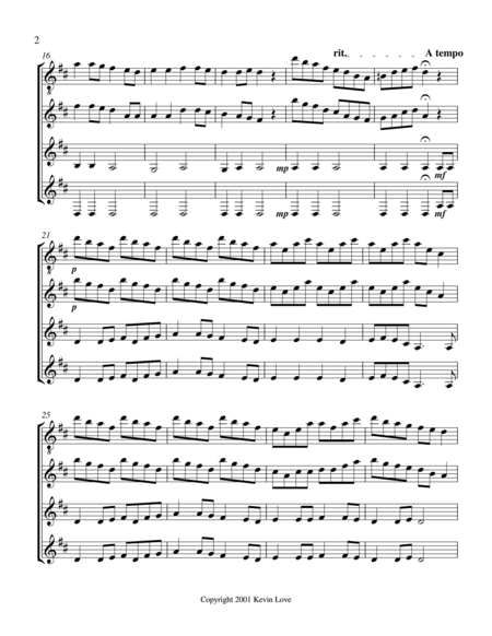 Simple Gifts Guitar Quartet Score And Parts Page 2