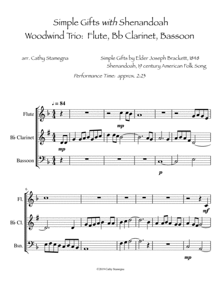 Simple Gifts With Shenandoah Woodwind Trio Flute Bb Clarinet Bassoon Page 2