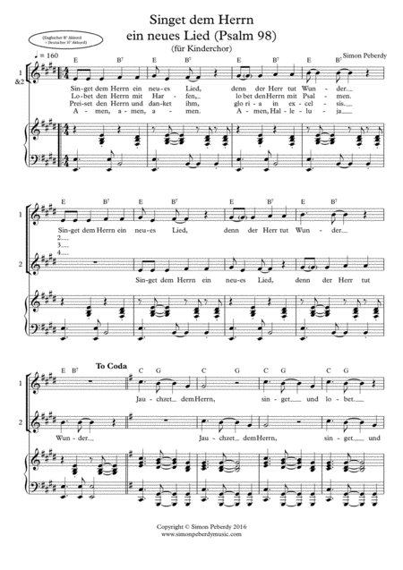 Singet Dem Herrn Ein Neues Lied Psalm 98 Fr Kinderchor Childrens Choir Page 2