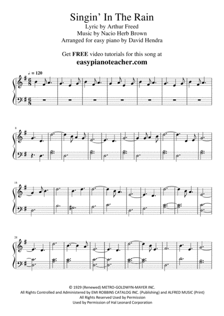 Singin In The Rain Very Easy Piano With Free Video Tutorials Page 2