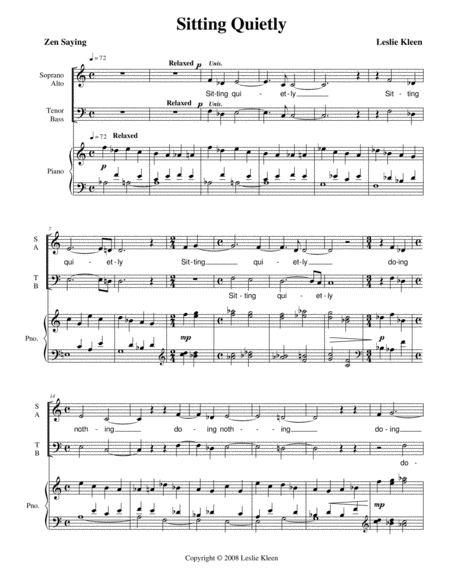 Sitting Quietly For Satb And Piano Page 2