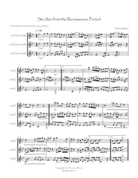 Six Airs From The Renaissance Period For Clarinet Trio Page 2