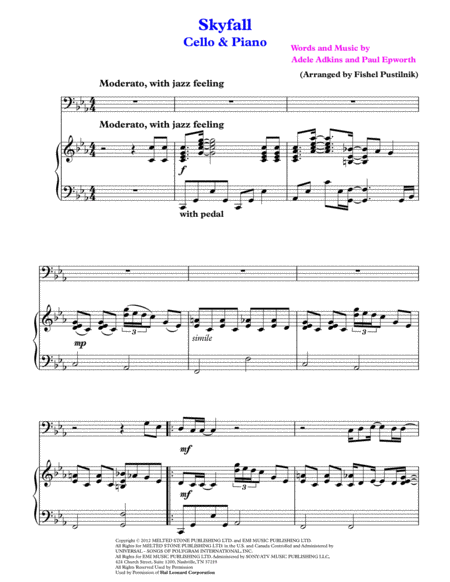 Skyfall For Cello And Piano Page 2