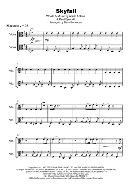 Skyfall James Bond Theme For Viola Duet Page 2