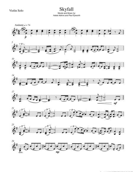 Skyfall Violin Solo For Solo Violin Page 2