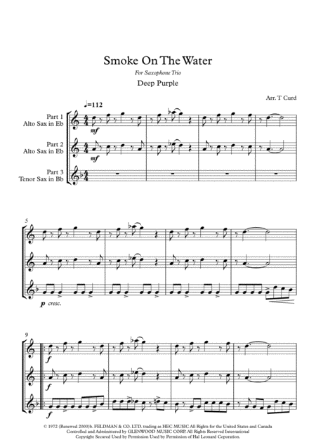 Smoke On The Water For Saxophone Trio Page 2