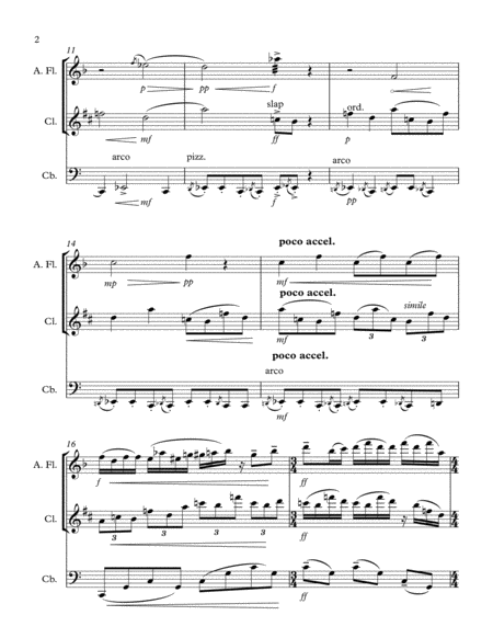 Snail Melc Trio For Alto Flute Clarinet In Bb And Five Stringed Contrabass Page 2