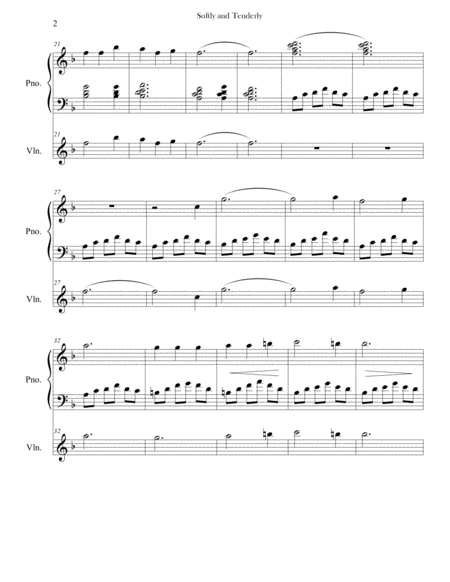 Softly And Tenderly Piano Violin Page 2