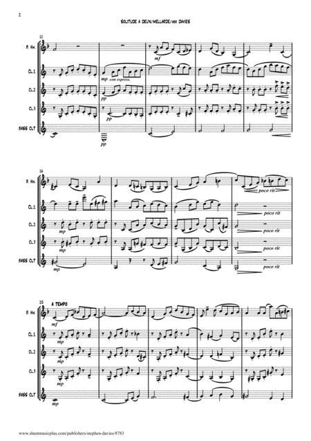 Solitude A Deux Based On The Music By Pierre Mellarde For Solo Basset Horn Clarinet Quartet Page 2