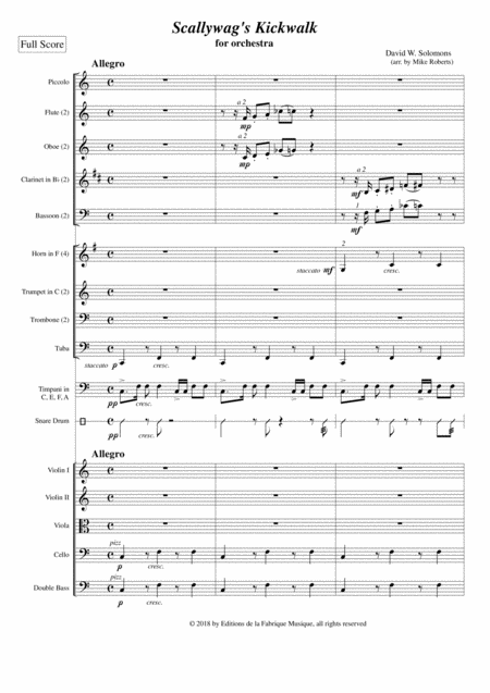 Solomons Roberts Scallywags Kickwalk For Orchestra Score And Complete Parts Page 2