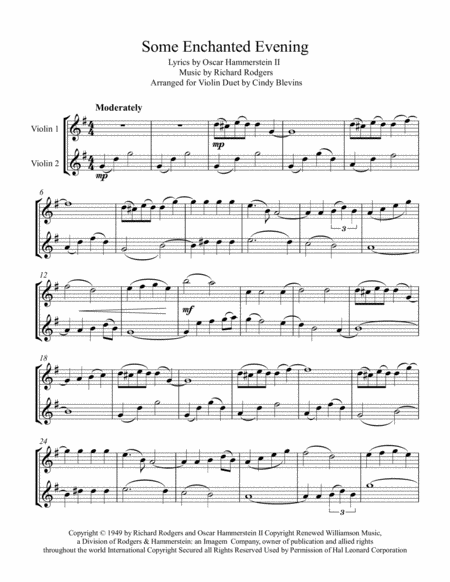 Some Enchanted Evening Arranged For Violin Duet Page 2