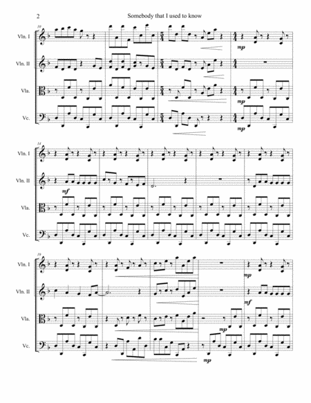 Somebody That I Used To Know For String Quartet Page 2