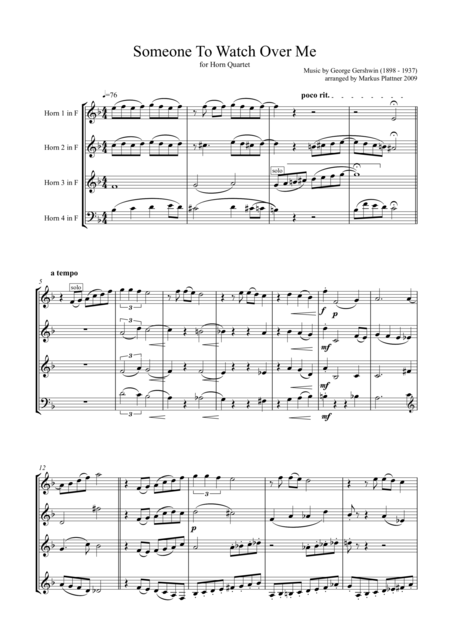 Someone To Watch Over Me For Horn Quartet Page 2