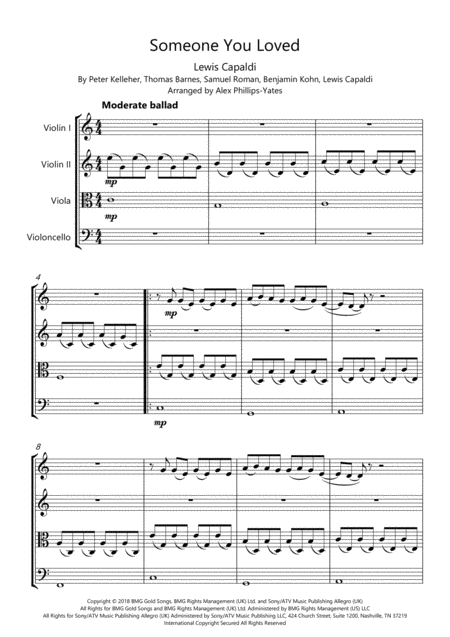 Someone You Loved By Lewis Capaldi String Quartet Page 2