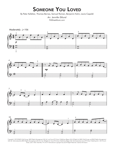 Someone You Loved Easy Piano Page 2