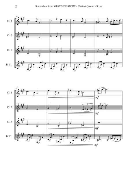 Somewhere From West Side Story For Clarinet Quartet Page 2