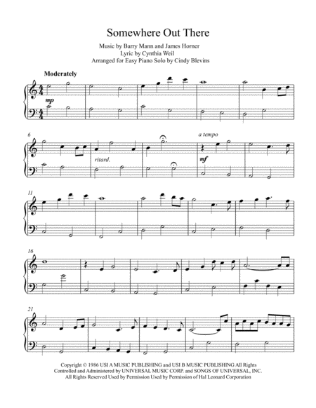 Somewhere Out There An Easy Piano Solo Arrangement Page 2