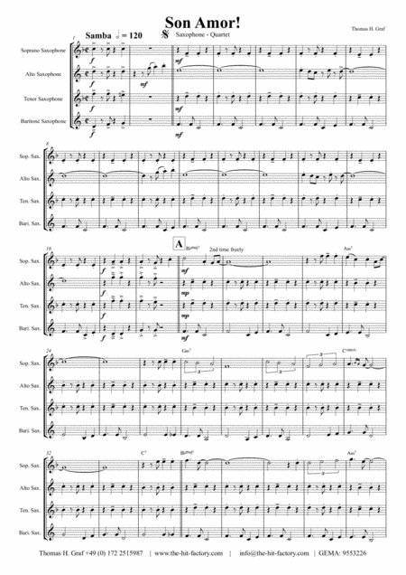 Son Amor Samba Saxophone Quartet Page 2