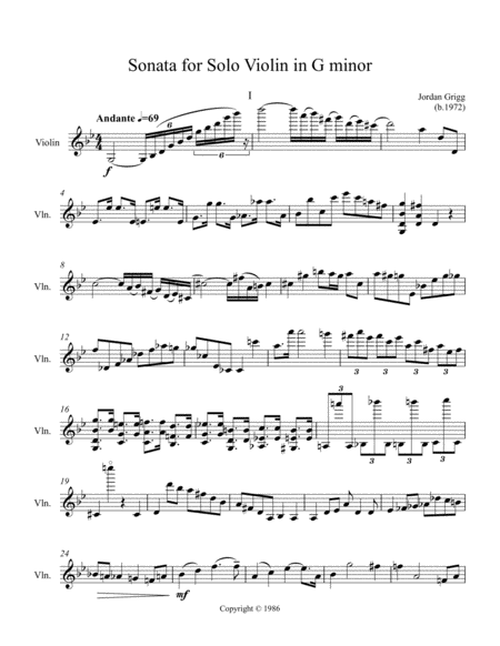 Sonata For Solo Violin In G Minor Page 2