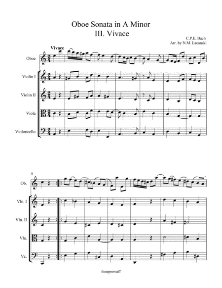 Sonata In A Minor For Oboe And String Quartet Iii Vivace Page 2