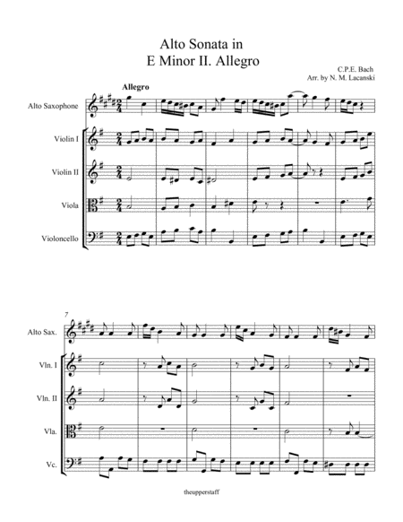 Sonata In E Minor For Alto And String Quartet Ii Allegro Page 2