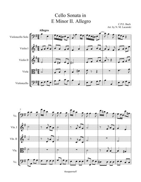 Sonata In E Minor For Cello And String Quartet Ii Allegro Page 2