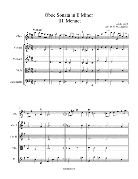 Sonata In E Minor For Oboe And String Quartet Iii Menuet Page 2