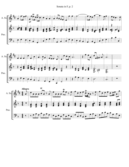 Sonata In F By George Frideric Handel Arranged For Alto Sax And Piano Page 2