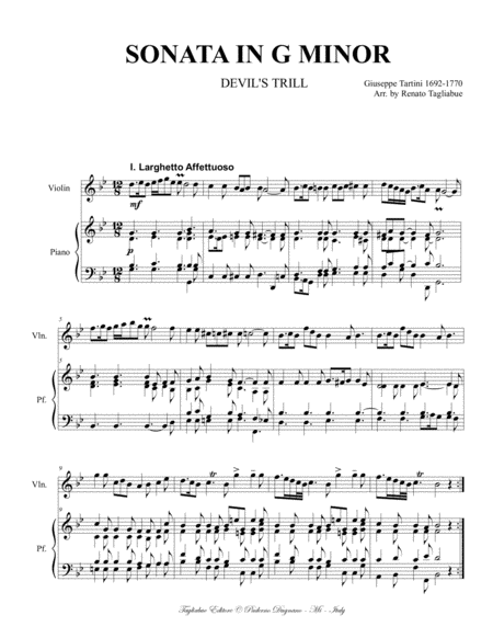 Sonata In G Minor Devils Trill G Tartini Arr For Violin Or Any Instr In C And Piano With Violin Part Page 2