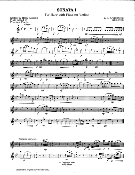 Sonata No 1 For Harp And Flute Or Violin Page 2