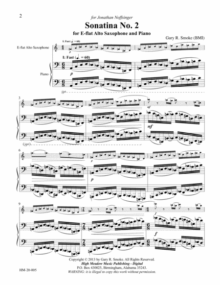 Sonatina No 2 For Alto Saxophone And Piano Page 2