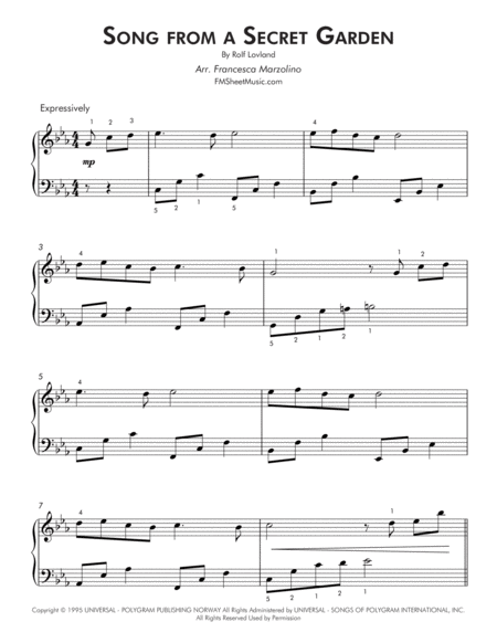 Song From A Secret Garden Intermediate Piano Page 2