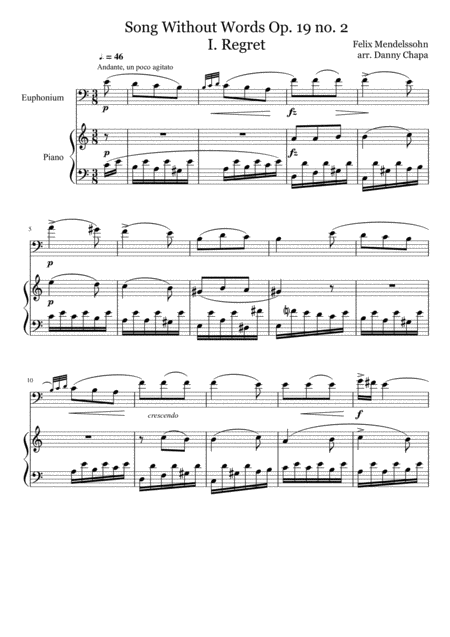 Songs Without Words A Collection Of Five Pieces Arranged For Euphonium And Piano Page 2