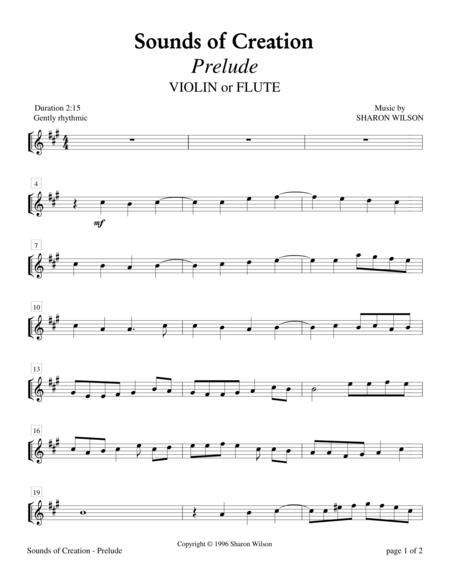 Sounds Of Creation Prelude Violin Or Flute Solo With Piano Accompaniment Page 2