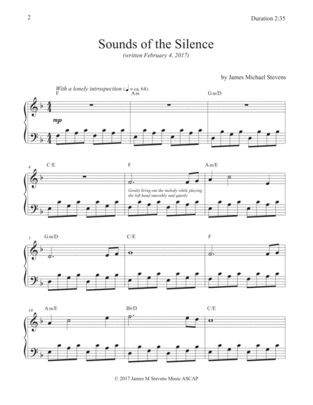 Sounds Of The Silence Reflective Piano Page 2