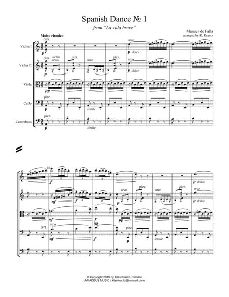 Spanish Dance No 1 From La Vida Breve For String Quintet Orchestra Page 2