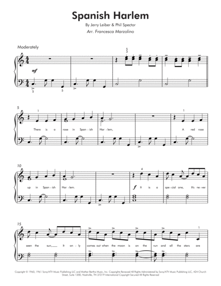 Spanish Harlem Easy Piano Page 2