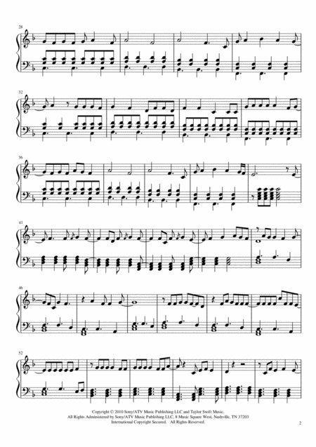 Sparks Fly Easy Piano Page 2