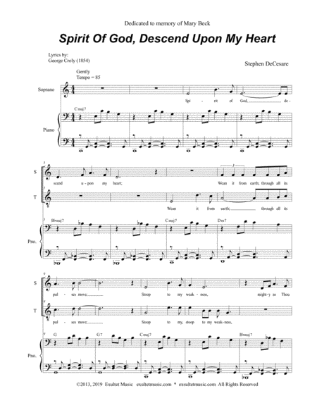 Spirit Of God Descend Upon My Heart For 2 Part Choir Soprano Tenor Page 2