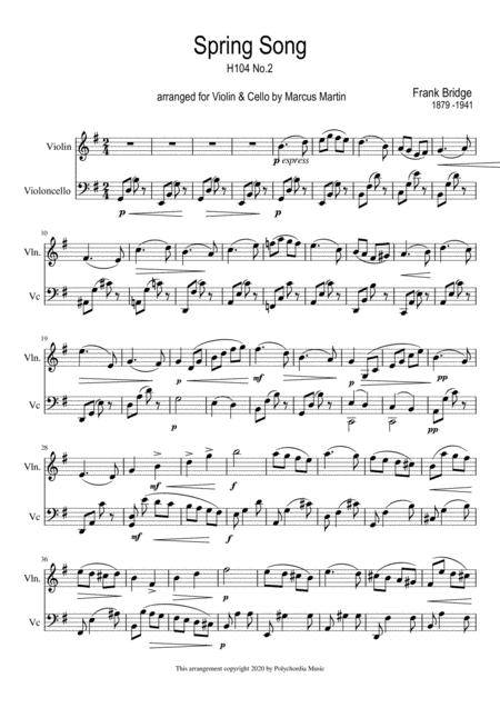 Spring Song By Frank Bridge Arranged For Violin Cello Page 2