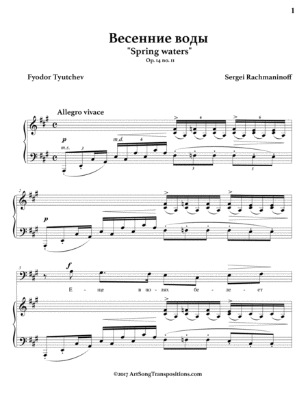 Spring Waters Op 14 No 11 A Major Bass Clef Page 2