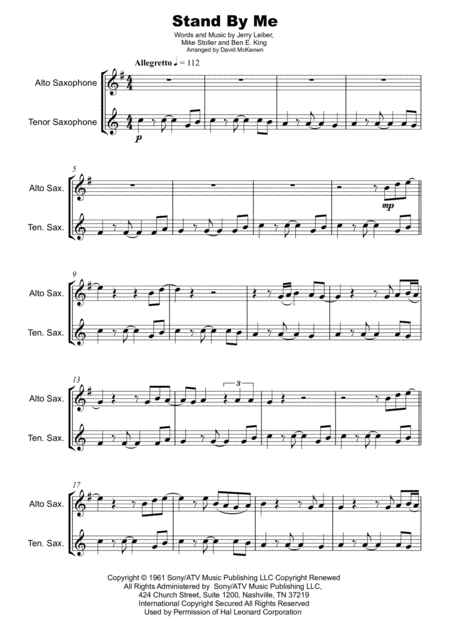 Stand By Me Duet For One Alto And One Tenor Saxophone Page 2