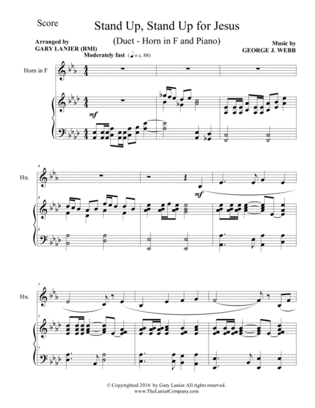 Stand Up Stand Up For Jesus Duet Horn In F Piano With Score Part Page 2