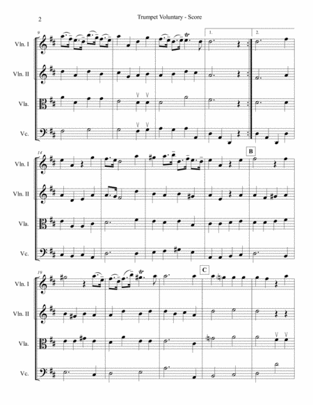 Stanley Trumpet Voluntary 5 For String Quartet Page 2